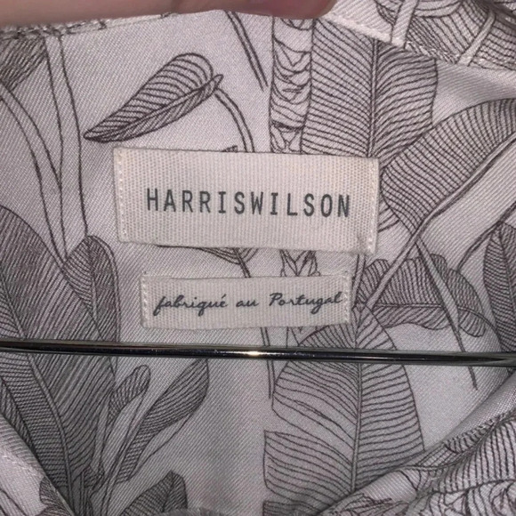 Harris Wilson Cesarine Birds Botanical Print White Grey Viscose  Button Up Shirt - Picture 5 of 12